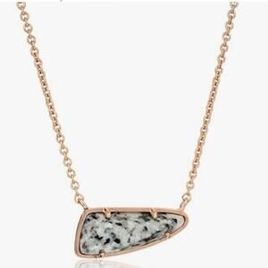 Kendra‎ Scott Etta Grey Black 
Granite Pendant Rose Gold Necklace